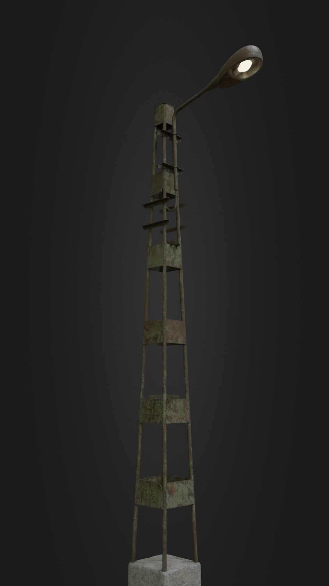 Old Worn Street Light 06 Low-poly 3D model_6