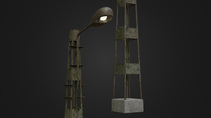 Old Worn Street Light 06 Low-poly 3D model
