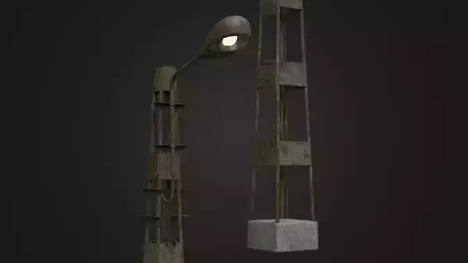 Old Worn Street Light 06 Low-poly 3D model