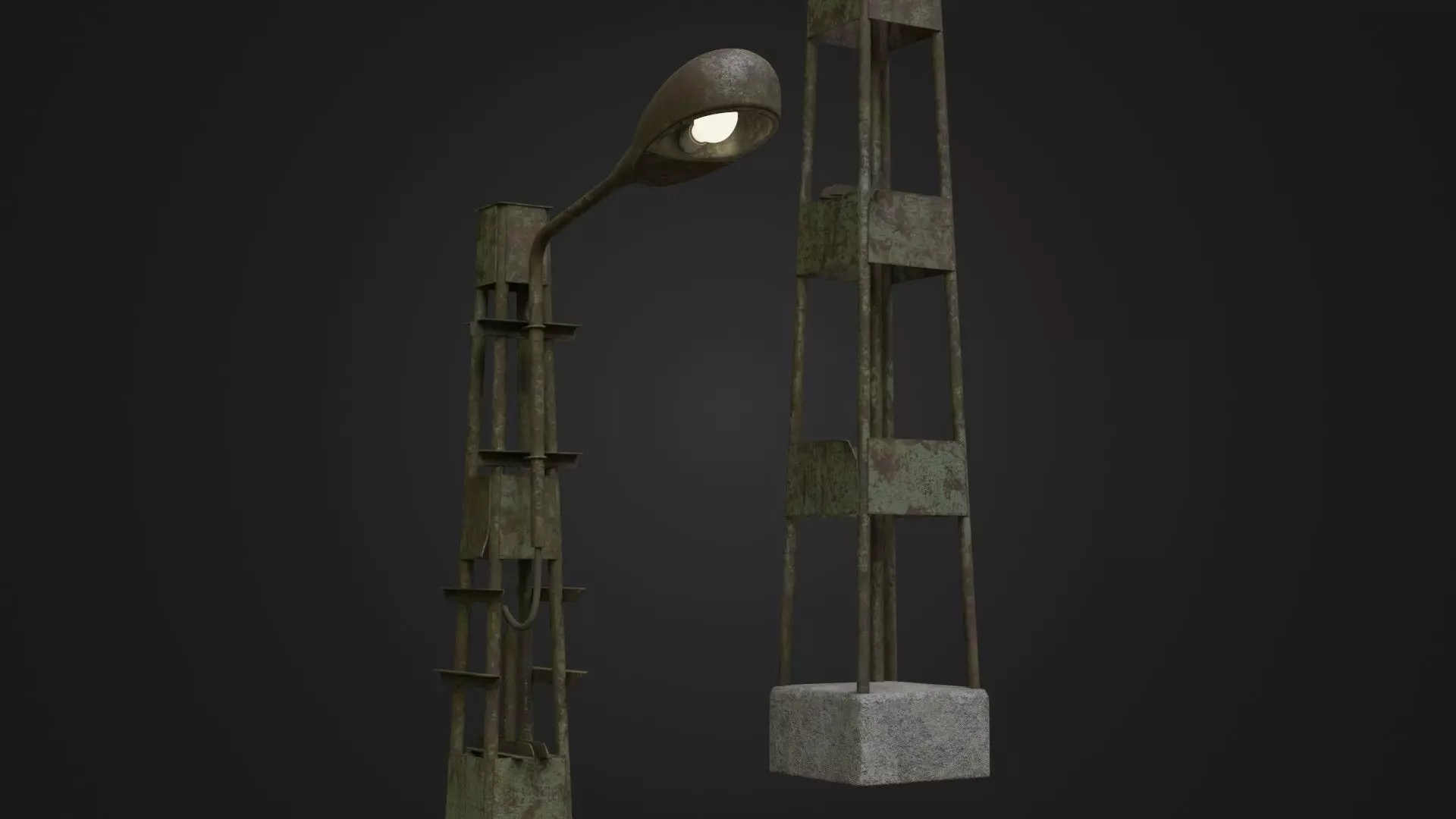 Old Worn Street Light 06 Low-poly 3D model_0