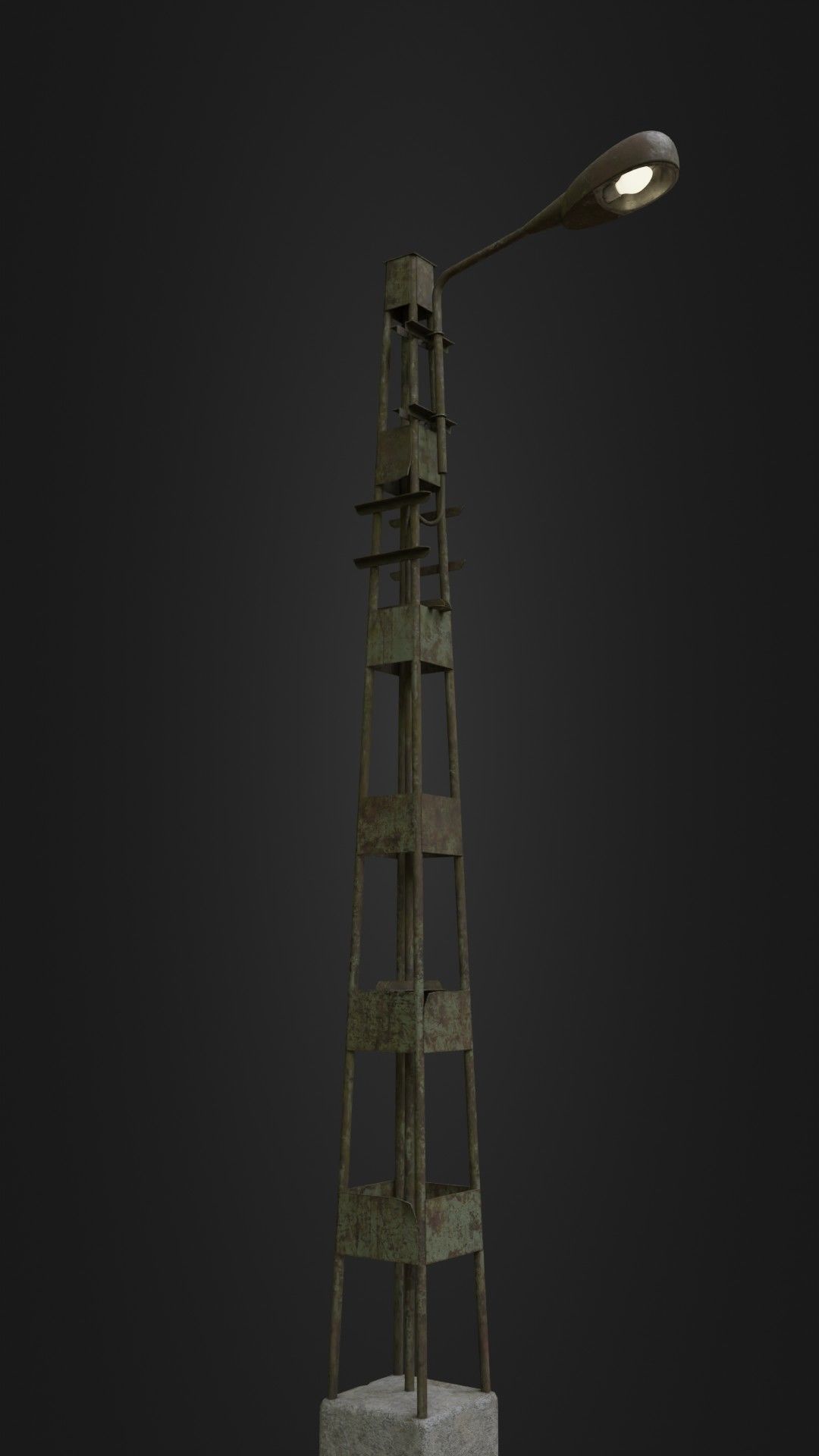 Old Worn Street Light 06 Low-poly 3D model_7