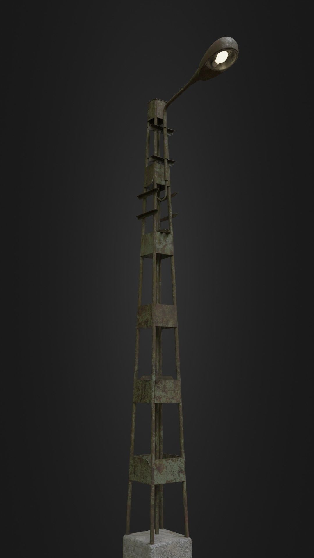 Old Worn Street Light 06 Low-poly 3D model_5