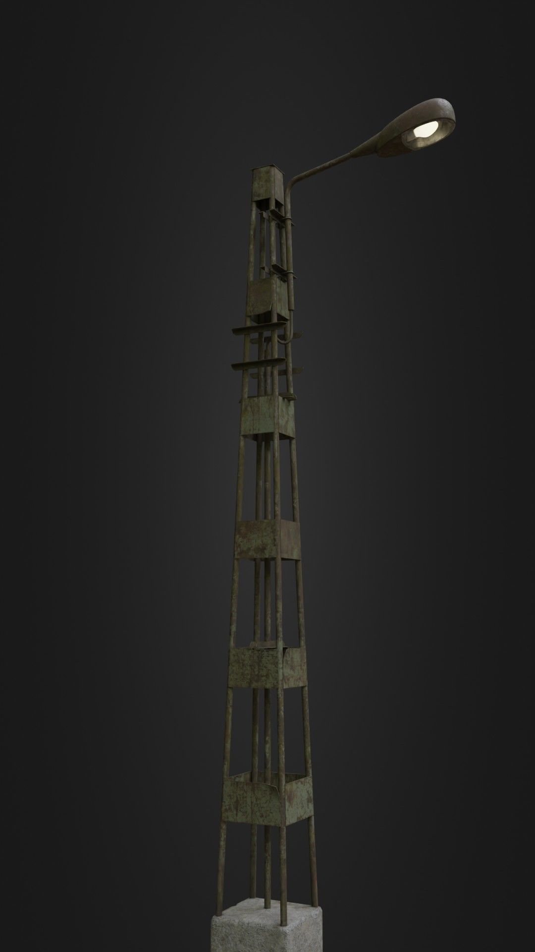 Old Worn Street Light 06 Low-poly 3D model_8
