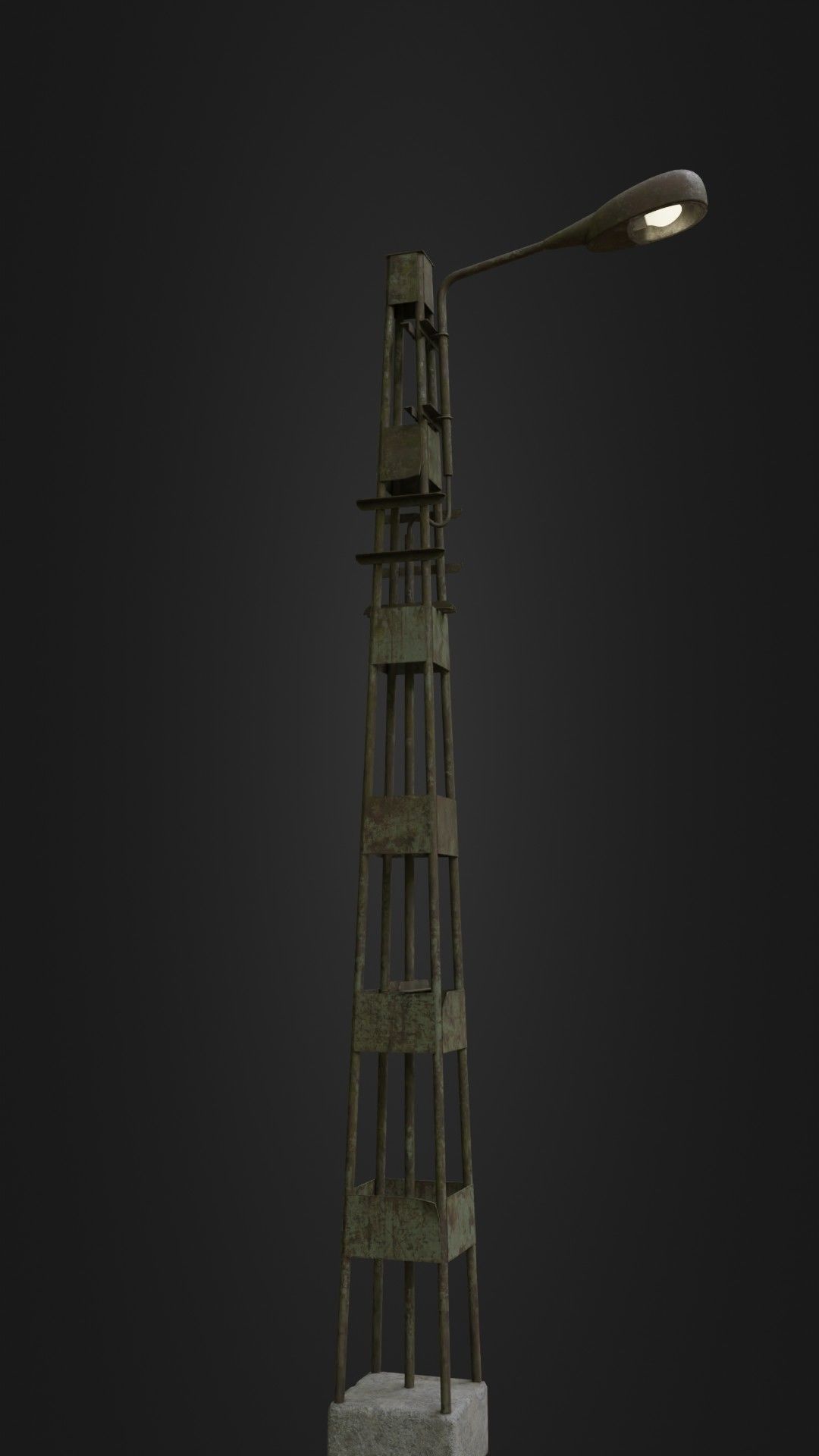 Old Worn Street Light 06 Low-poly 3D model_9