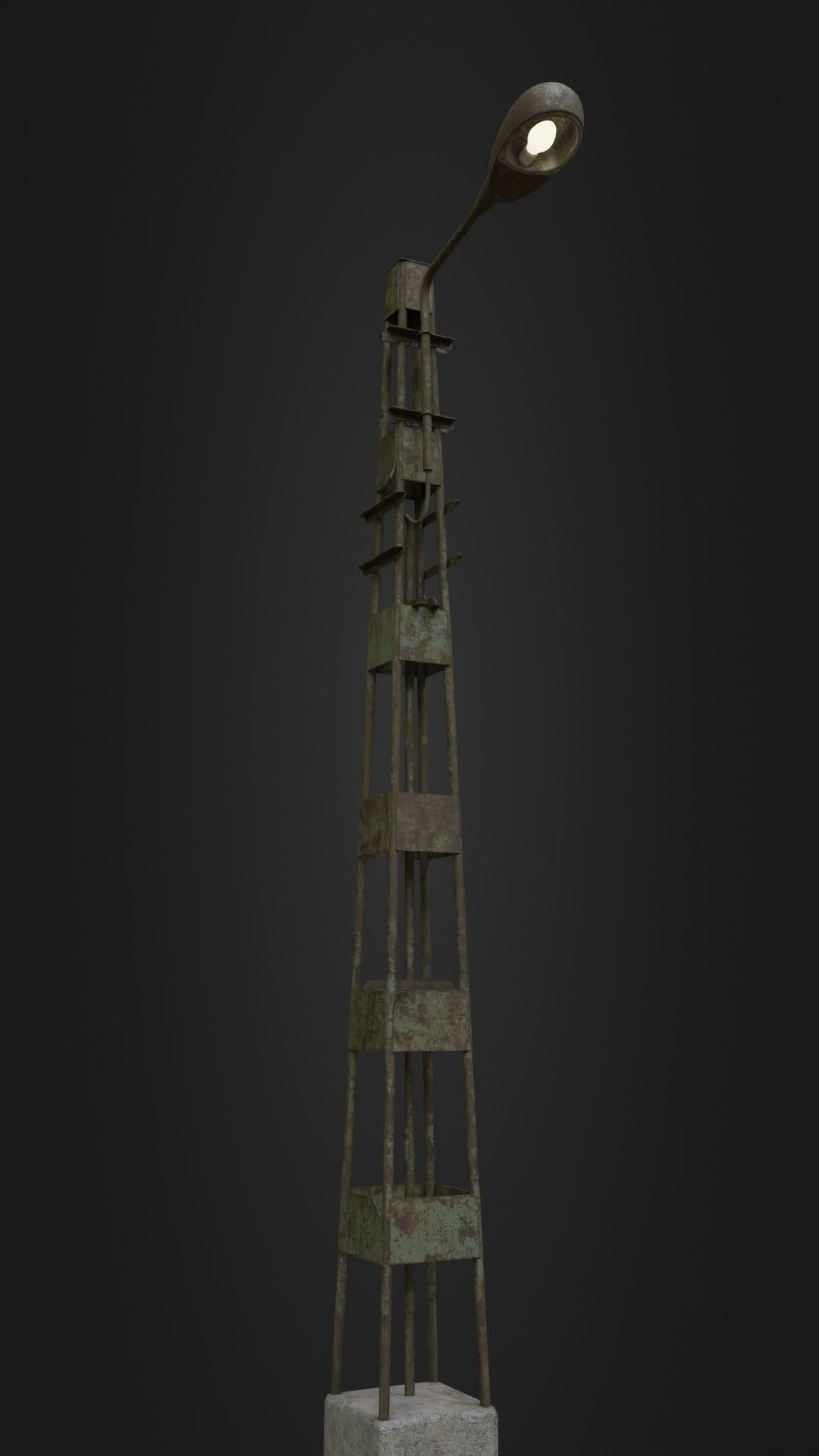 Old Worn Street Light 06 Low-poly 3D model_4