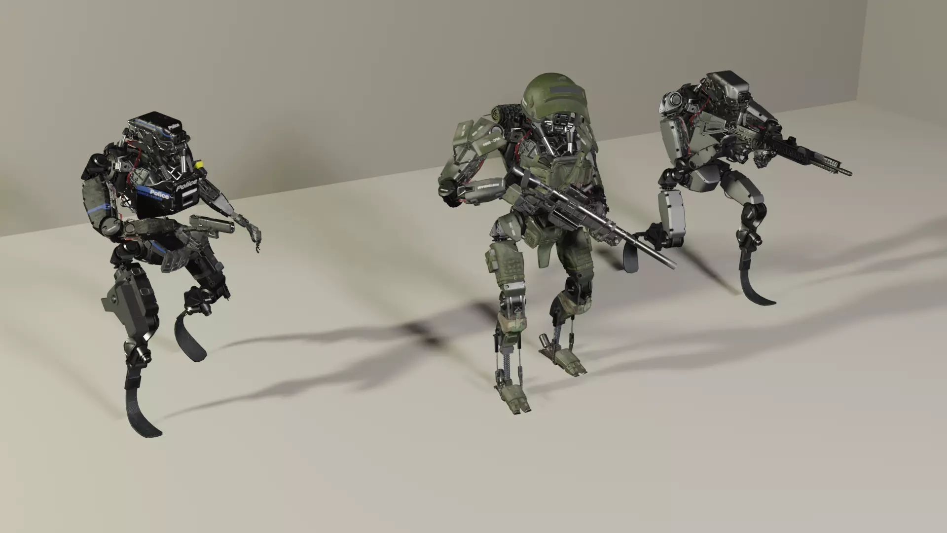 Humanoid Army and Police Robot Free 3D model