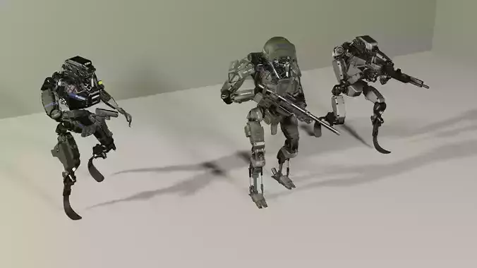 Humanoid Army and Police Robot Free 3D model