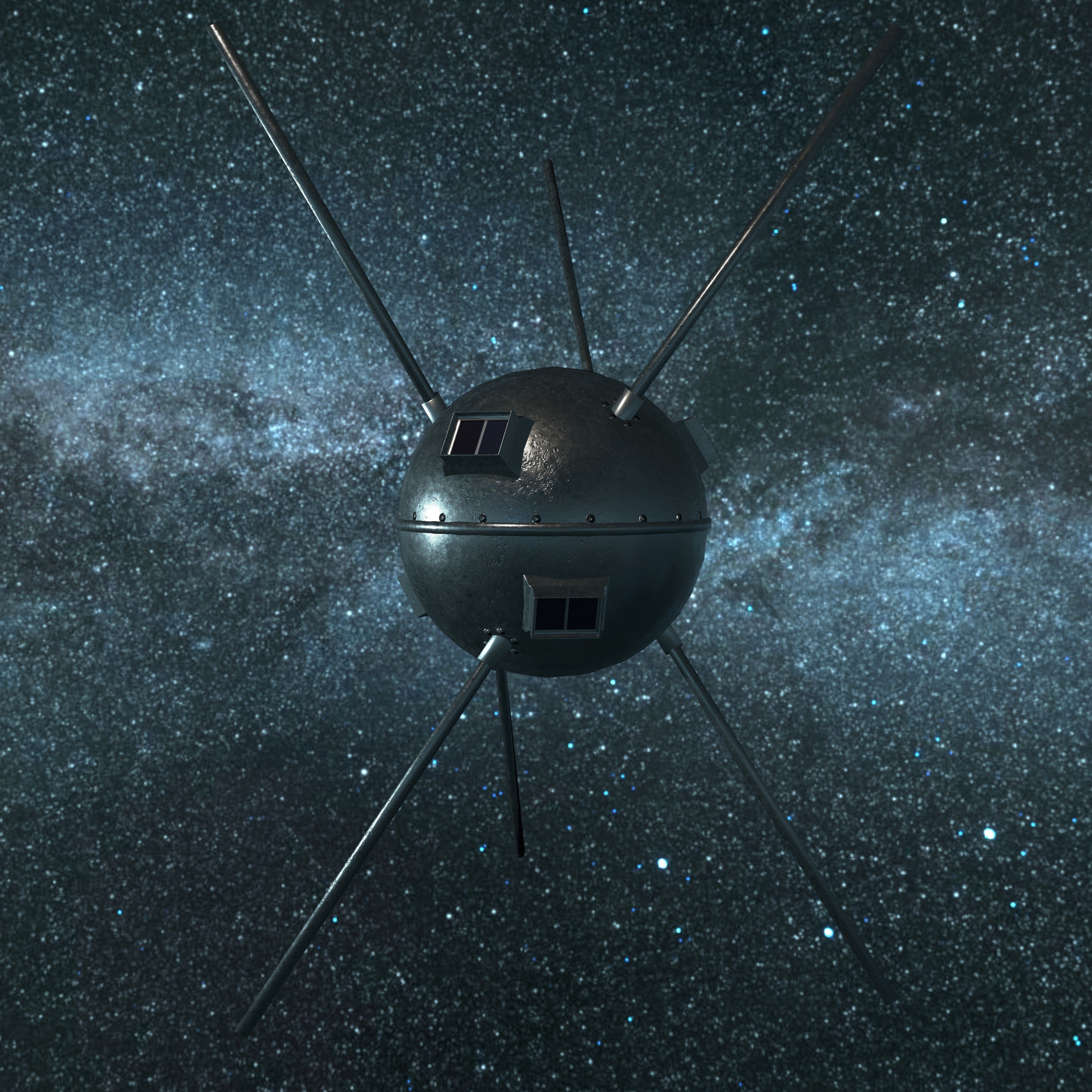 Vanguard 1 Satellite Low-poly 3D model_2