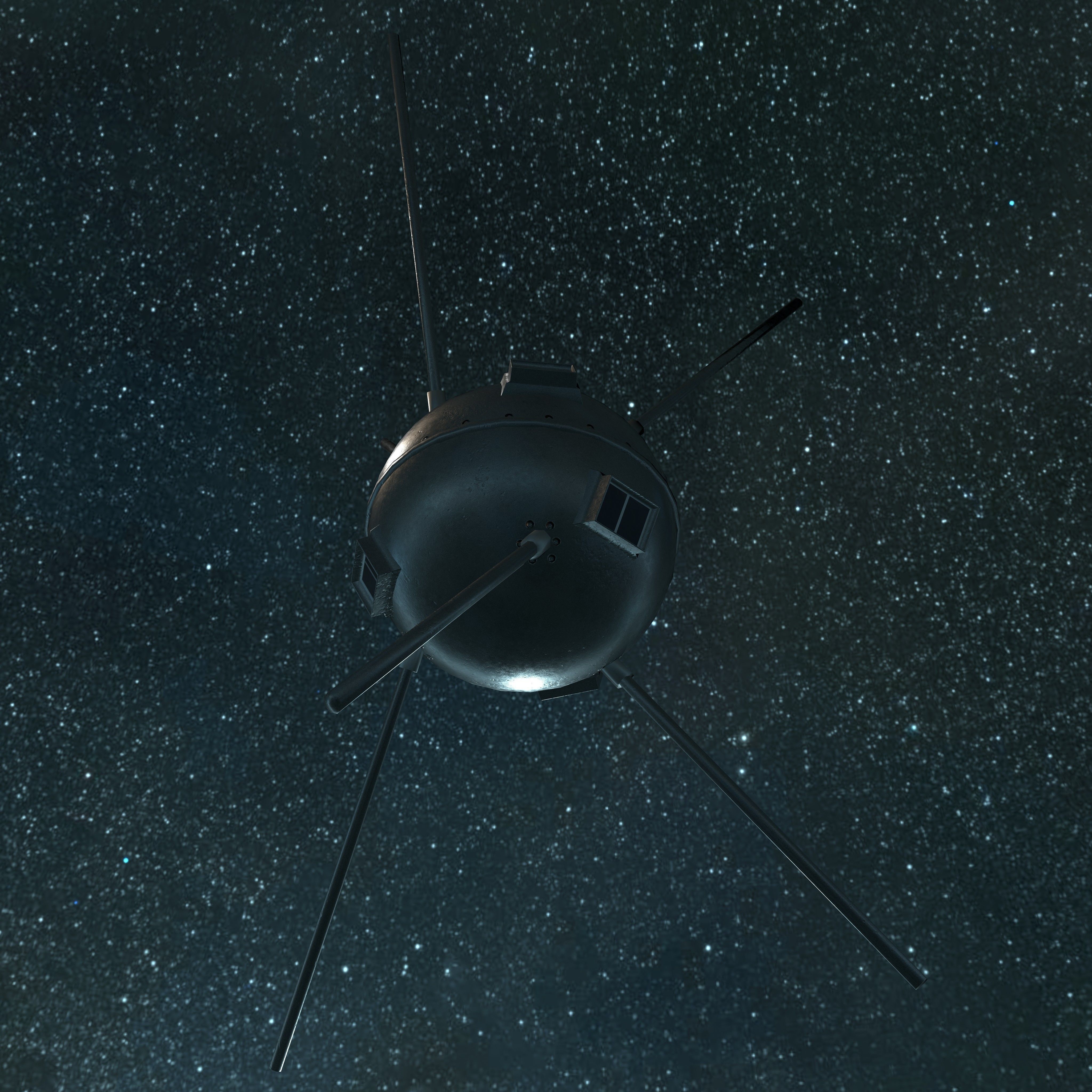 Vanguard 1 Satellite Low-poly 3D model_9
