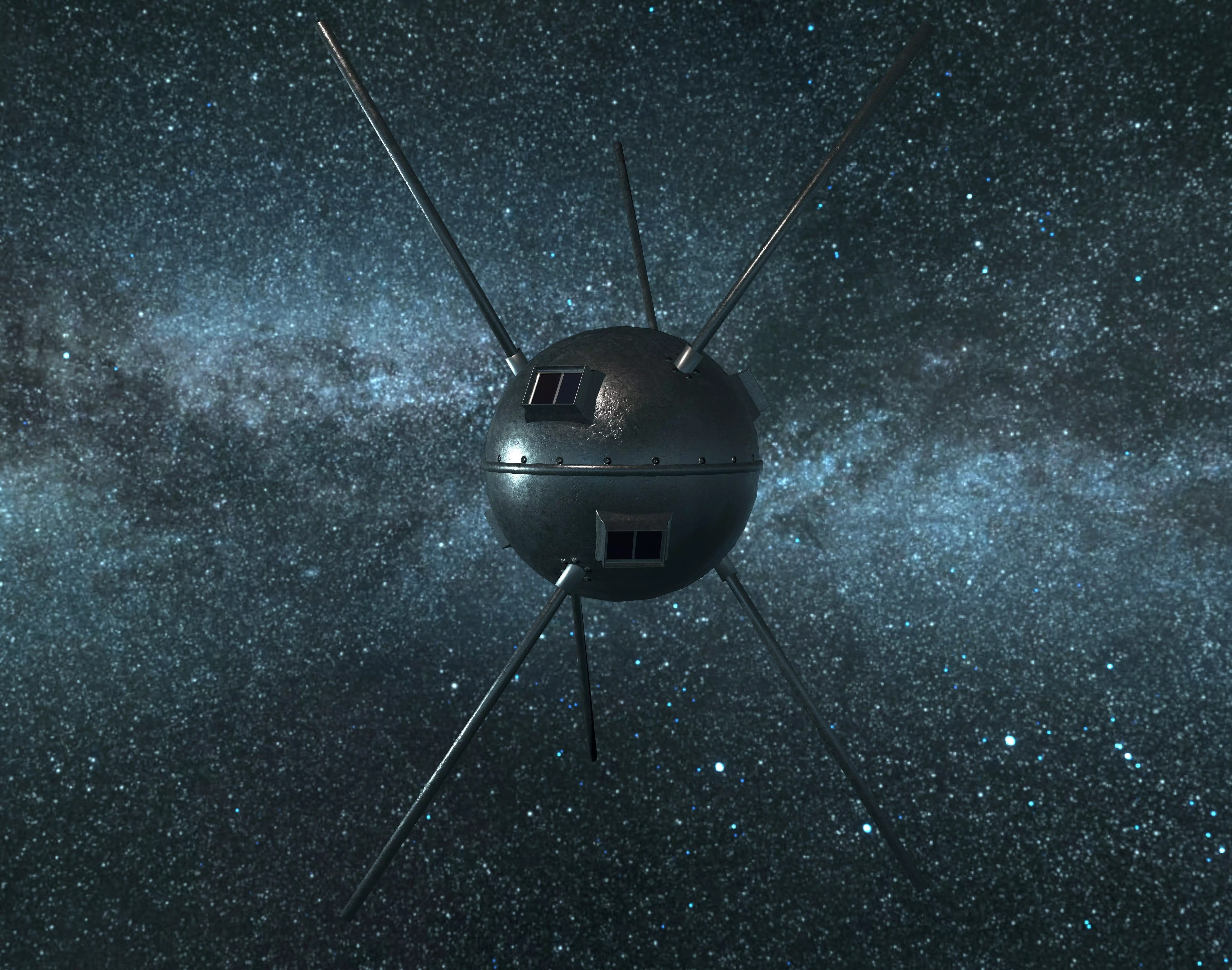 Vanguard 1 Satellite Low-poly 3D model_0