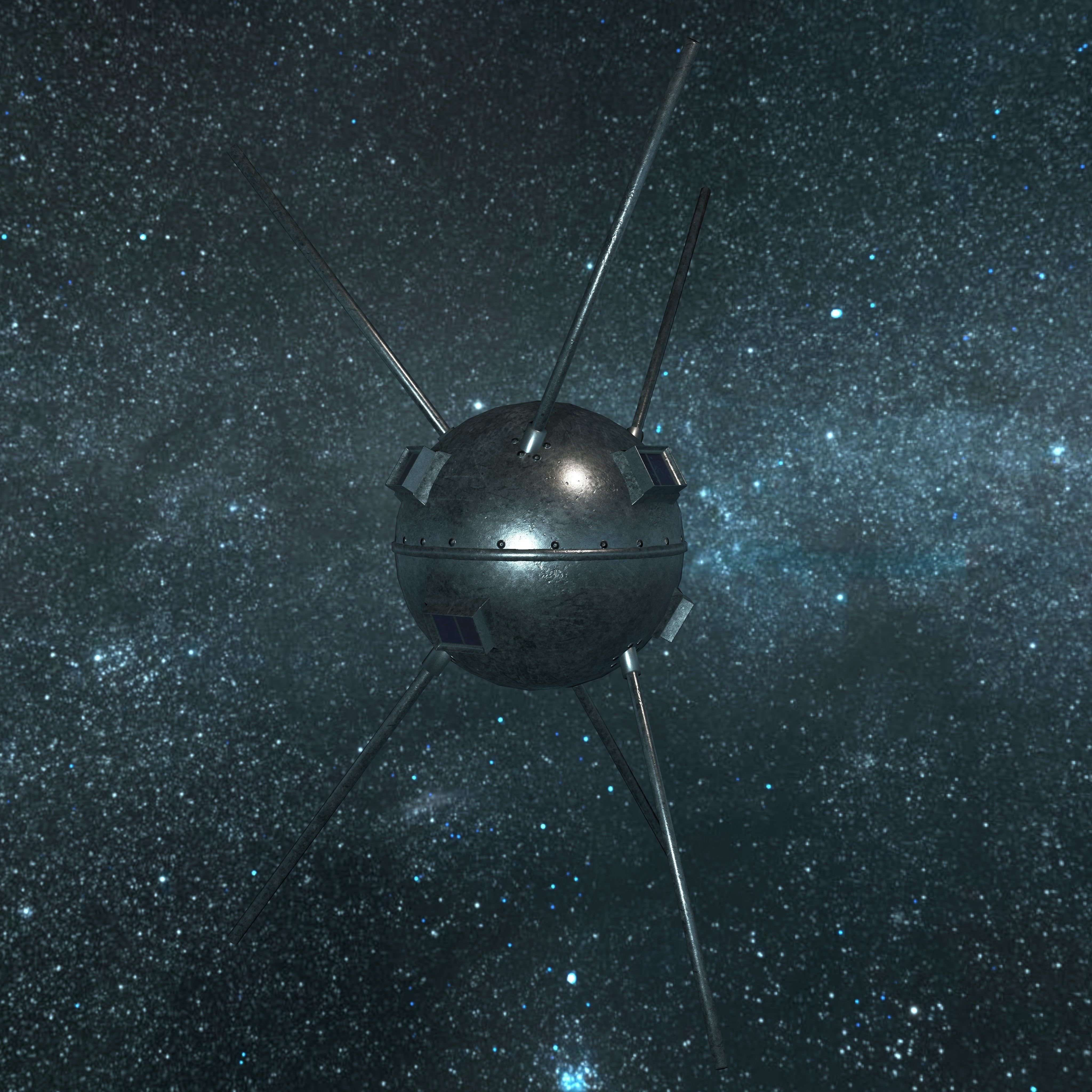 Vanguard 1 Satellite Low-poly 3D model_4