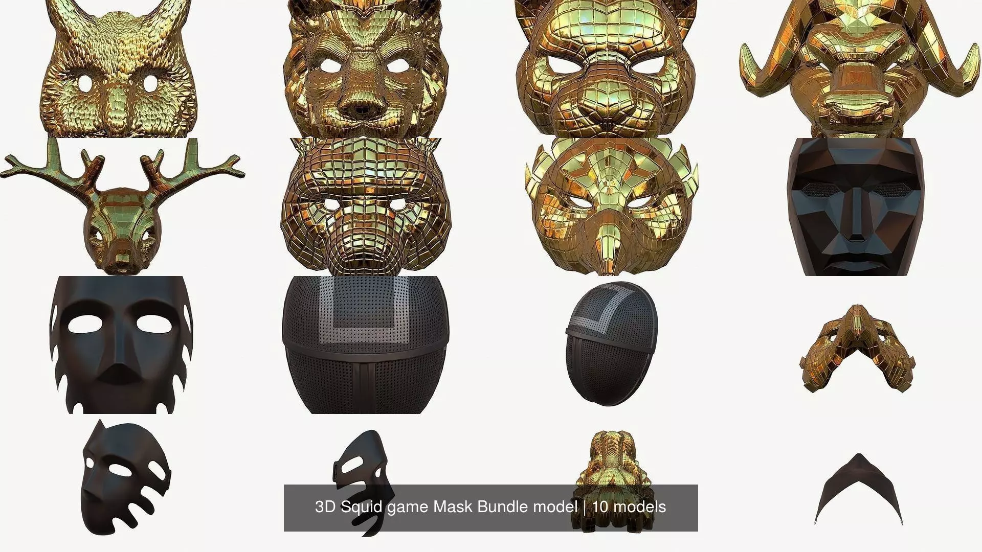 3D Squid game Mask Bundle model 3D Model Collection_1
