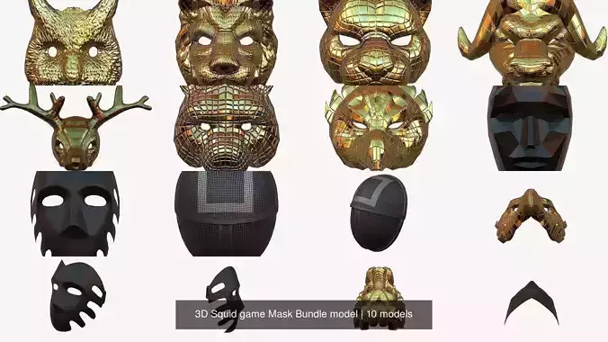 3D Squid game Mask Bundle model