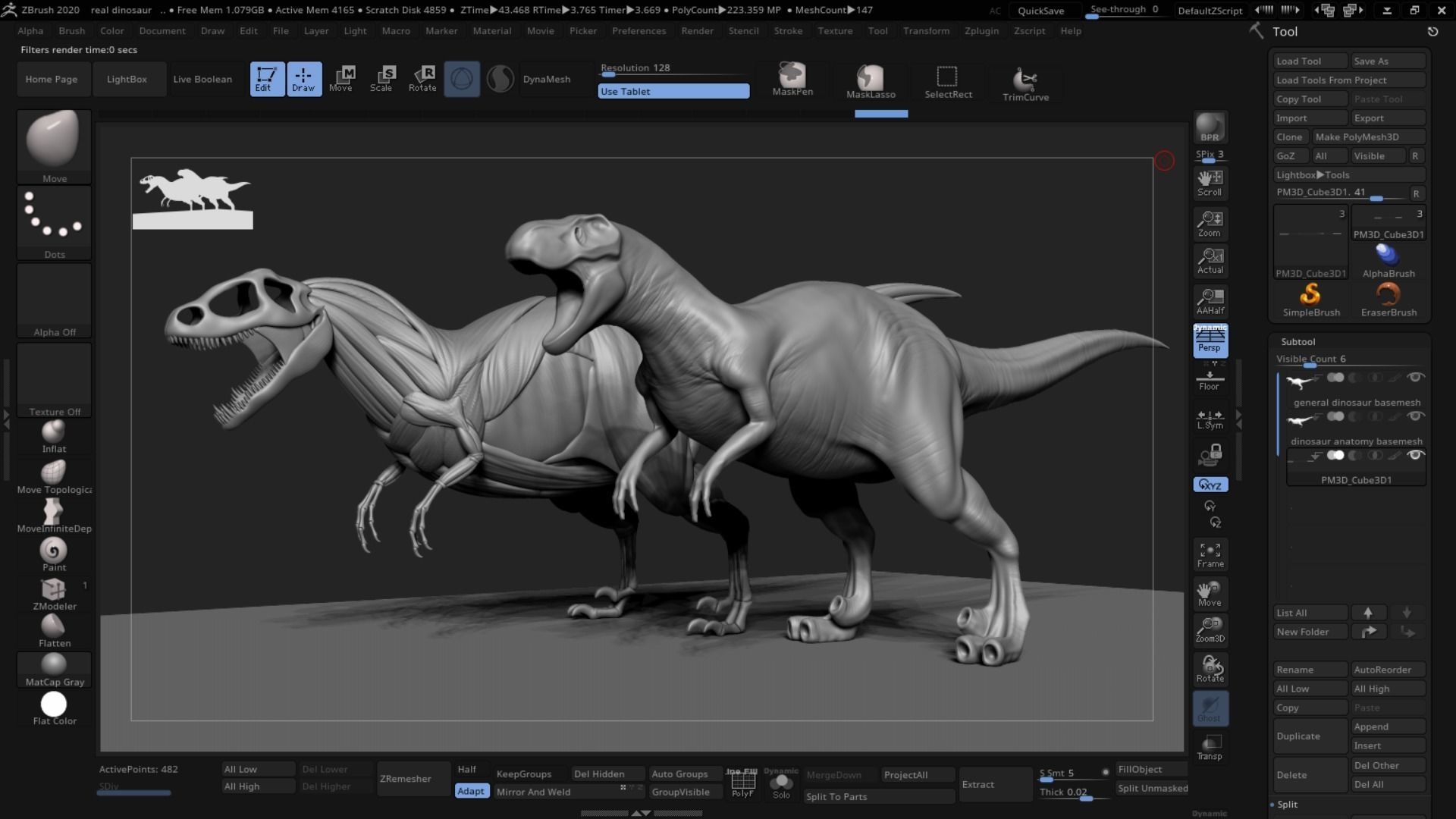 Dinosaur   skeleton  muscles 3D model_6