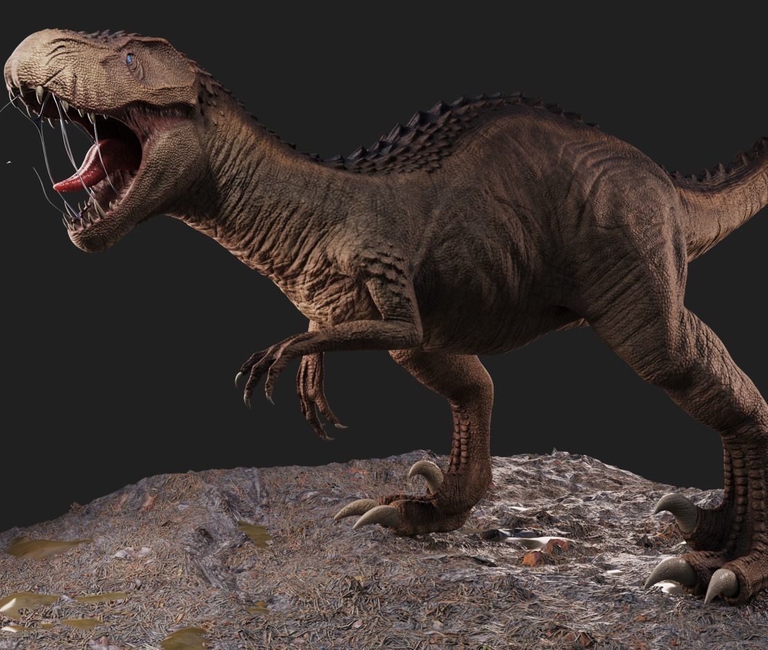 Dinosaur   skeleton  muscles 3D model_1