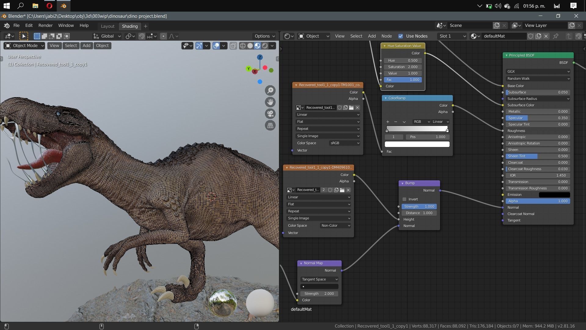 Dinosaur   skeleton  muscles 3D model_5