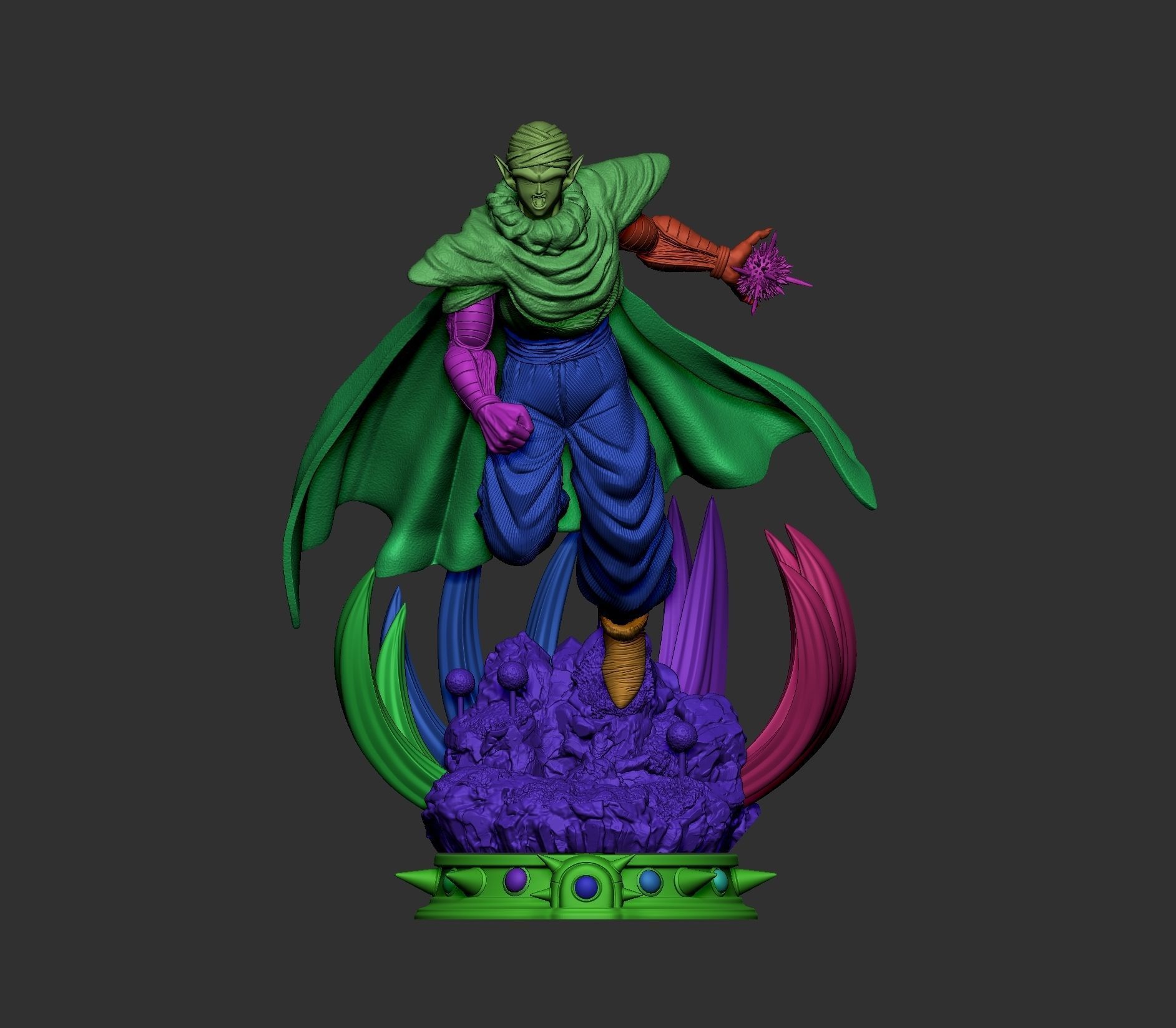 Piccolo dragon ball z statue 3D print model_1