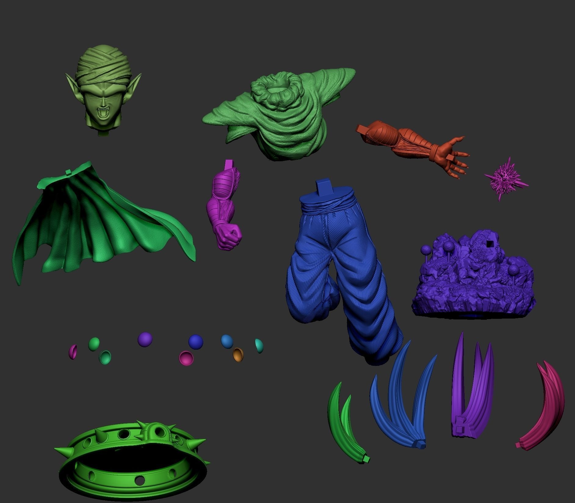 Piccolo dragon ball z statue 3D print model_2