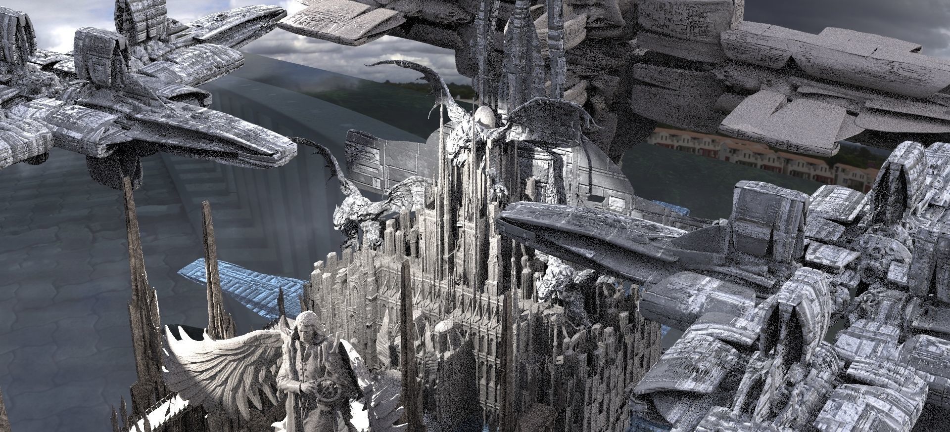 Dark Dragon City of power Kit bash 3D model_1