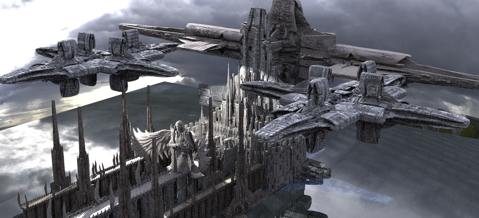 Dark Dragon City of power Kit bash 3D model_4