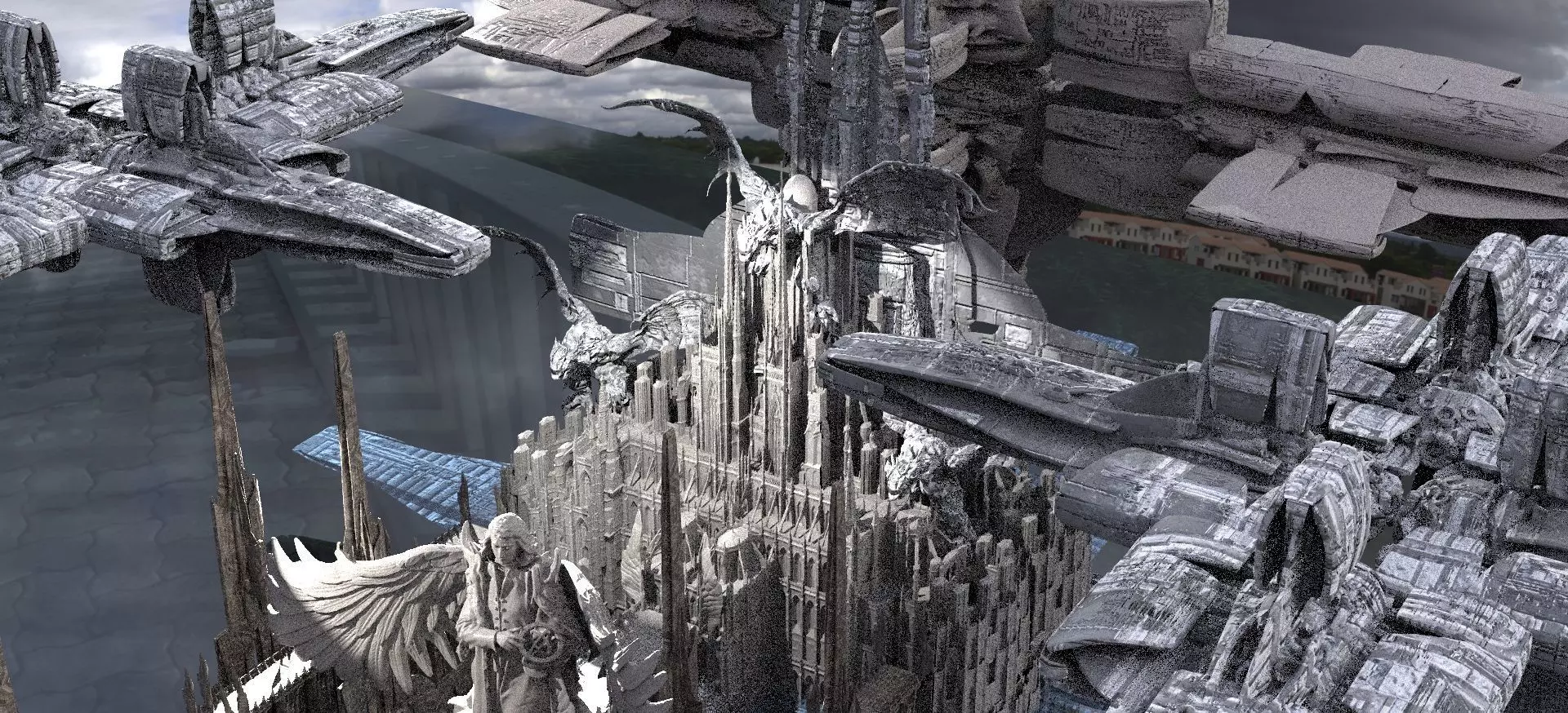 Dark Dragon City of power Kit bash 3D model_0