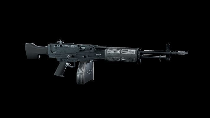 Machinegun gun Low-poly 3D model