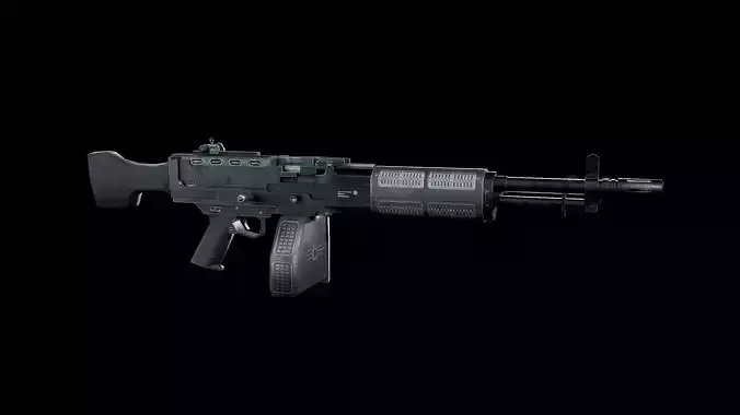 Machinegun gun Low-poly 3D model