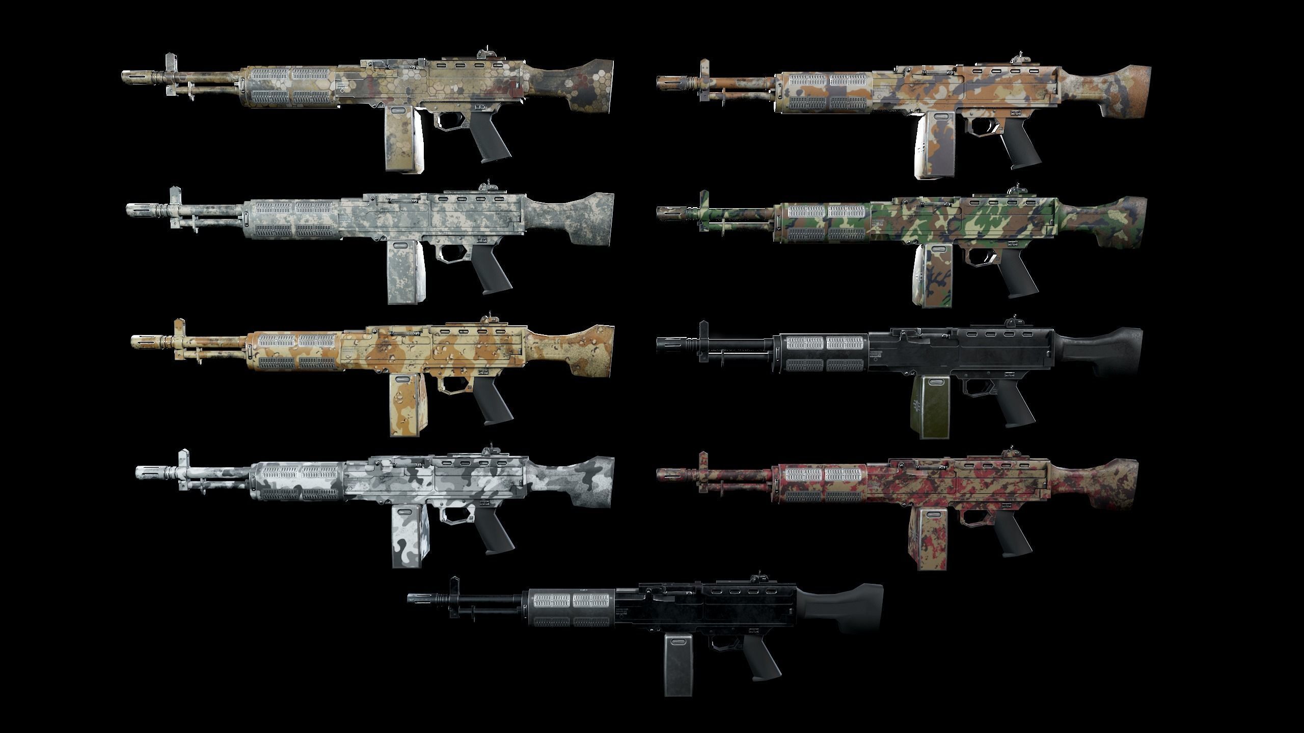 Machinegun gun Low-poly 3D model_4