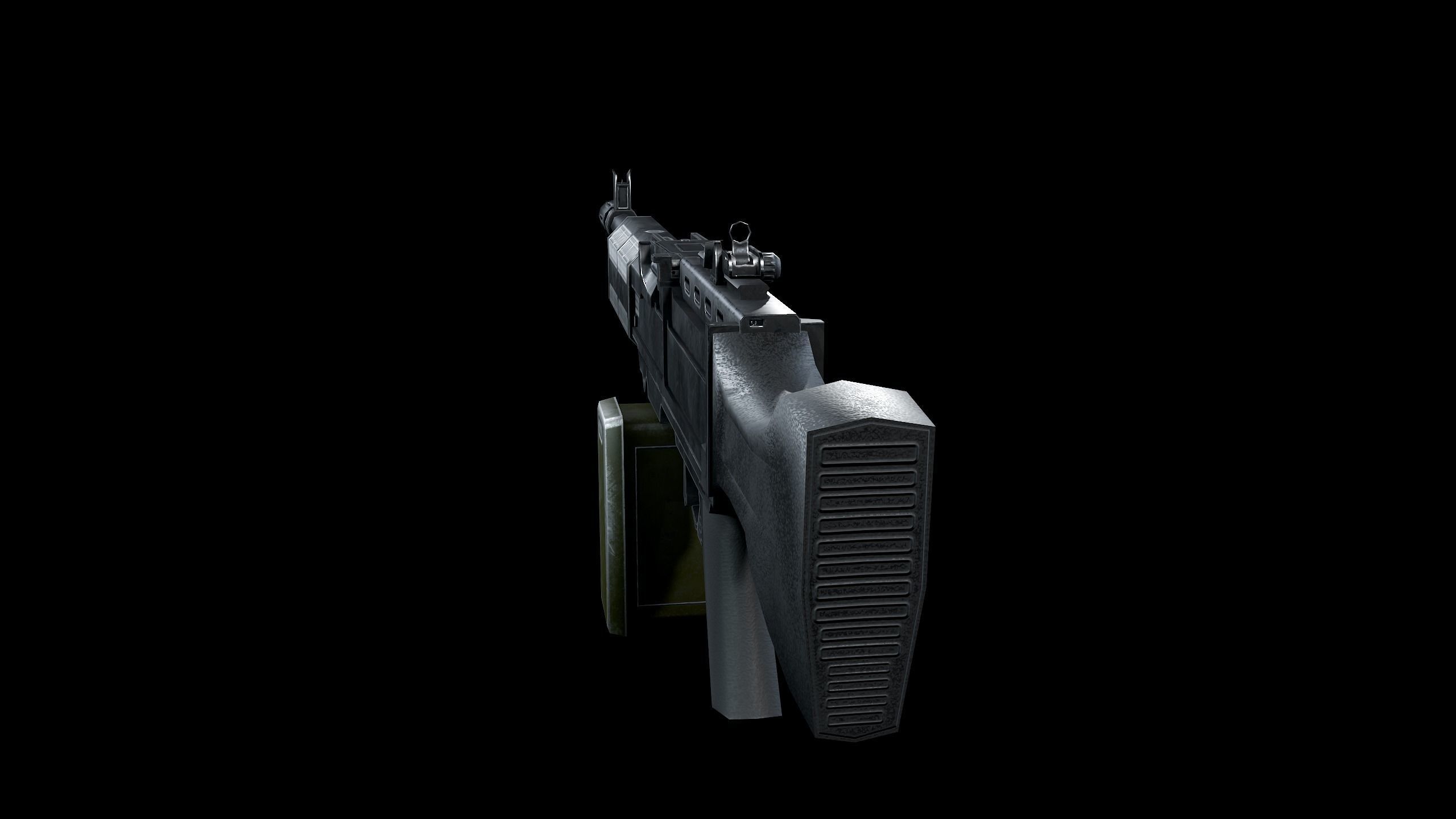 Machinegun gun Low-poly 3D model_14