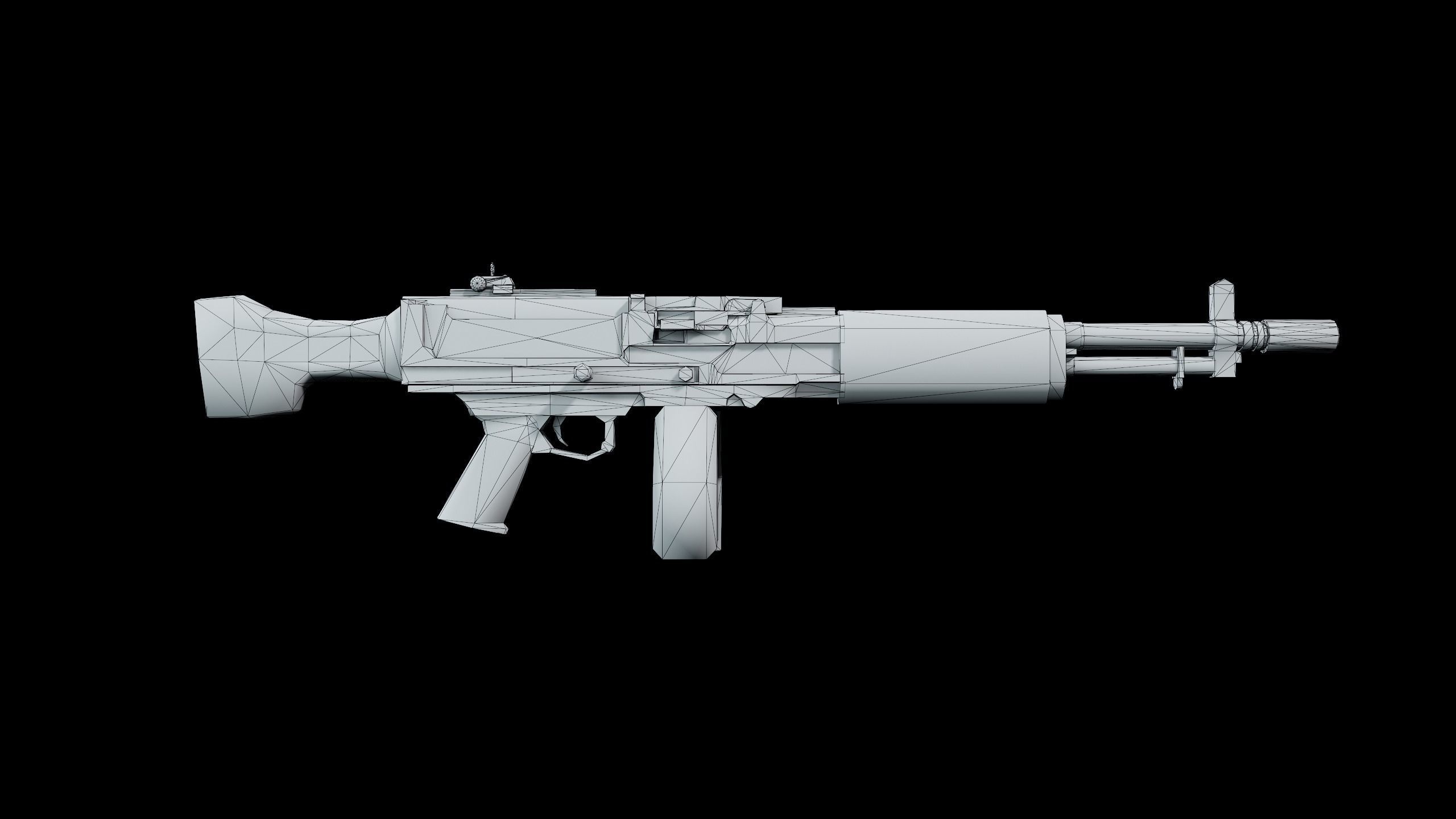 Machinegun gun Low-poly 3D model_6