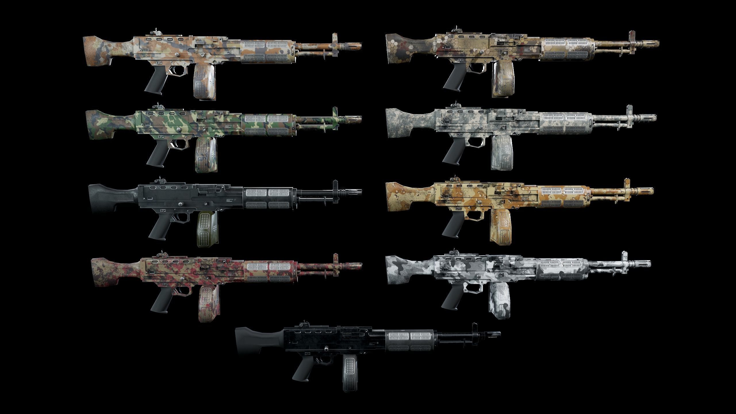 Machinegun gun Low-poly 3D model_3