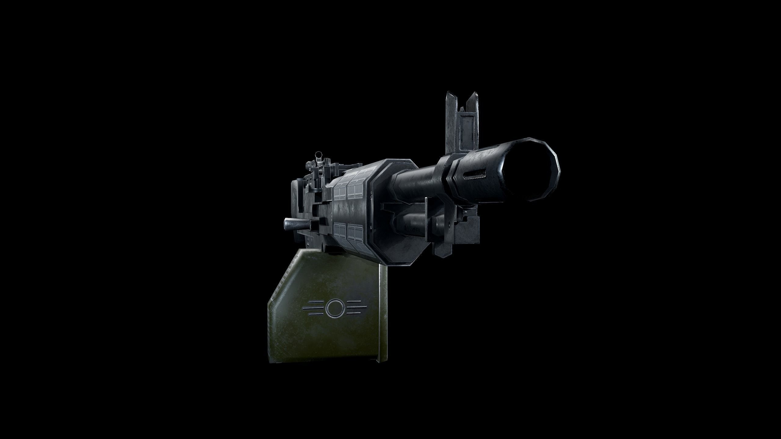 Machinegun gun Low-poly 3D model_17