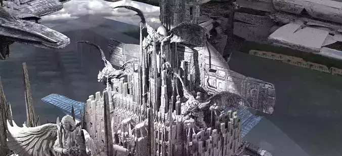 High inquisitors City center Dragon Sci-Fi City kit bash