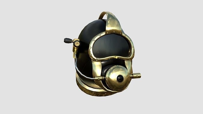 Diving Helmet B 08 Black Gold - Character Design Fashion Low-poly 3D model