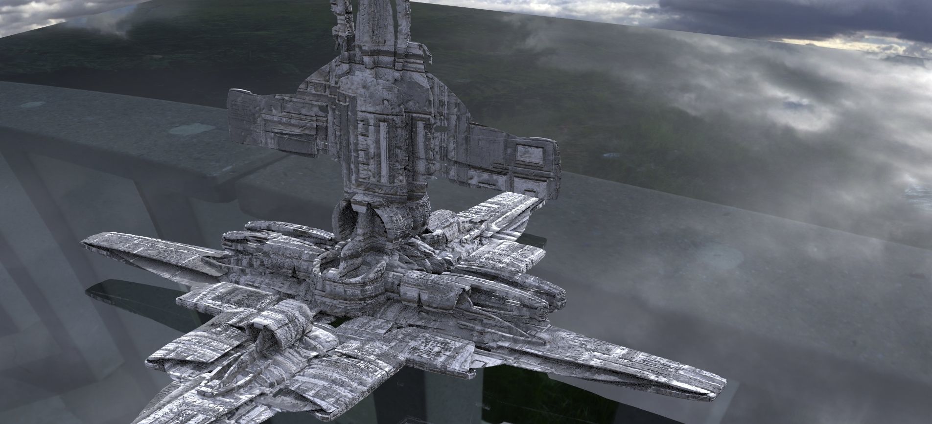 Alien Race Advanced City Kit bash 3D model_10