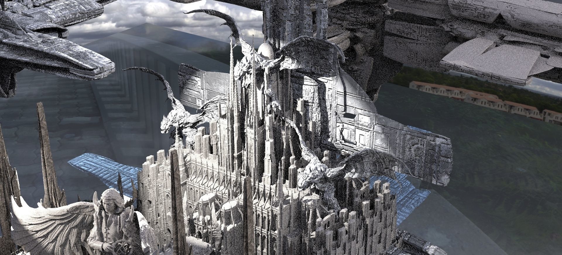 Alien Race Advanced City Kit bash 3D model_5