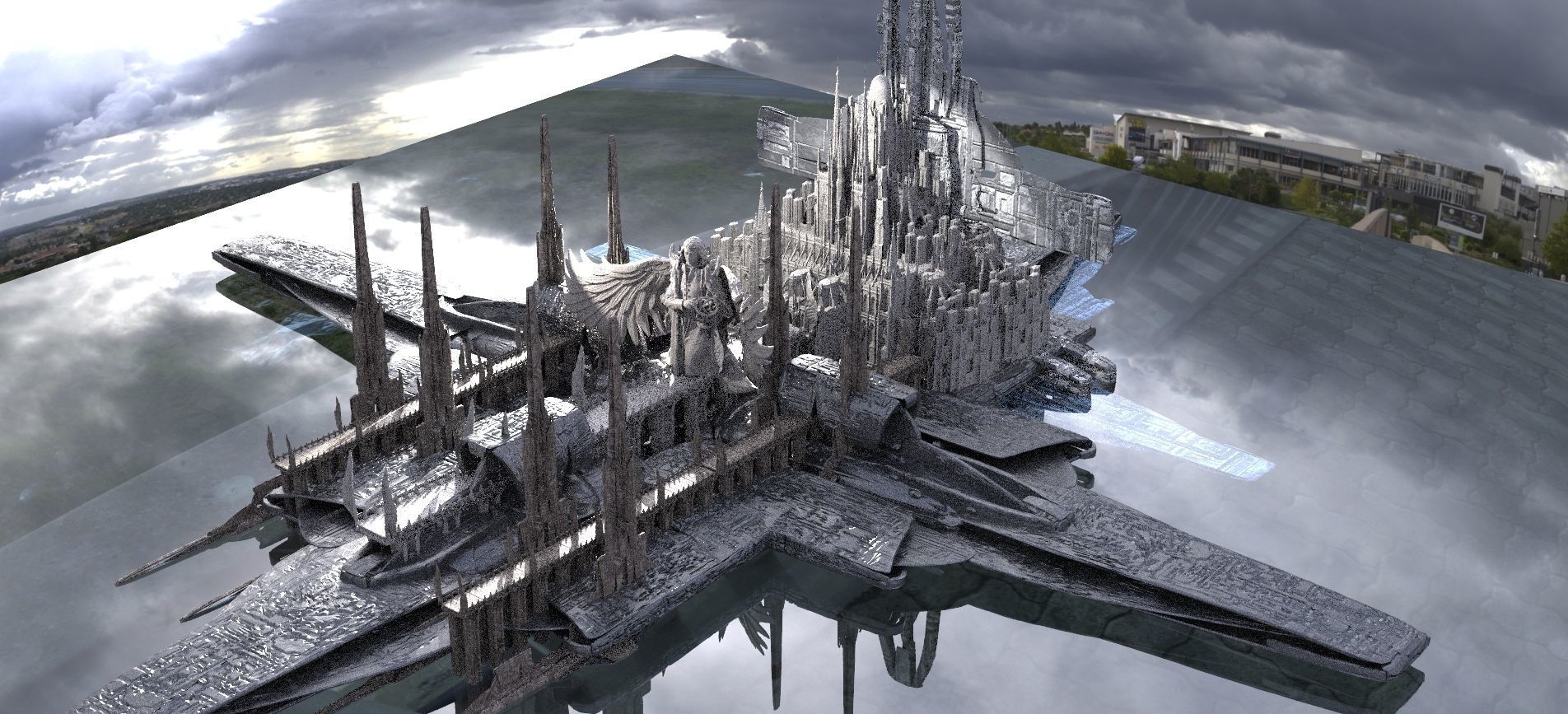 Alien Race Advanced City Kit bash 3D model_1