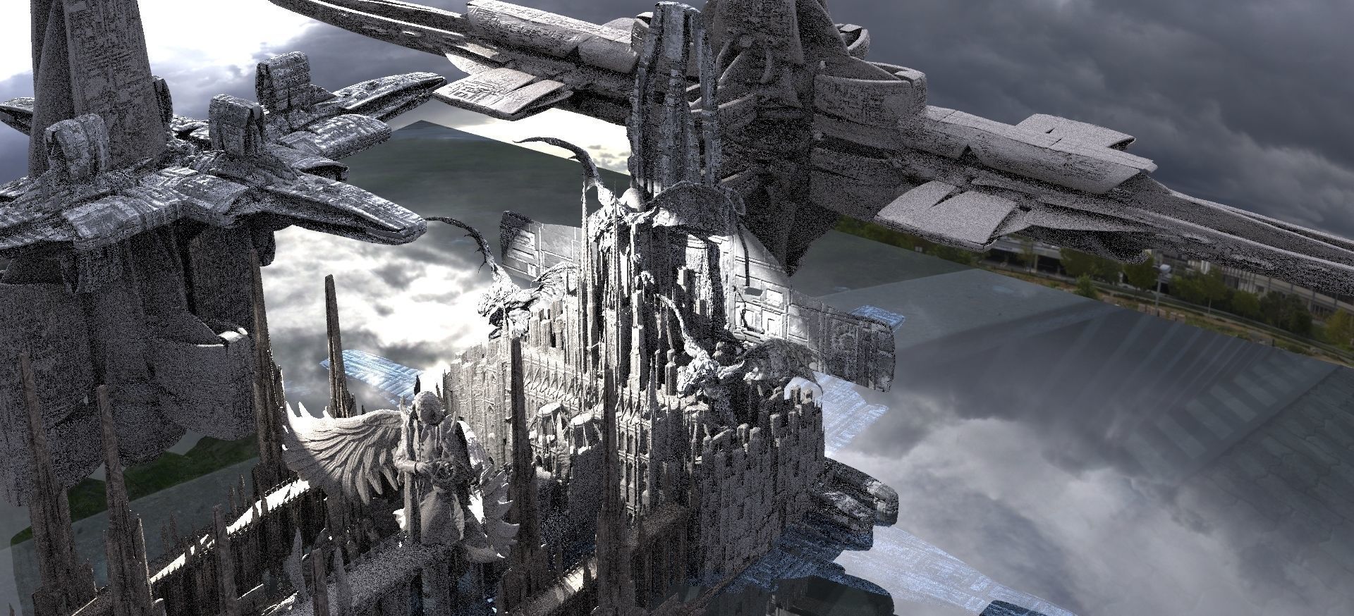 Alien Race Advanced City Kit bash 3D model_8