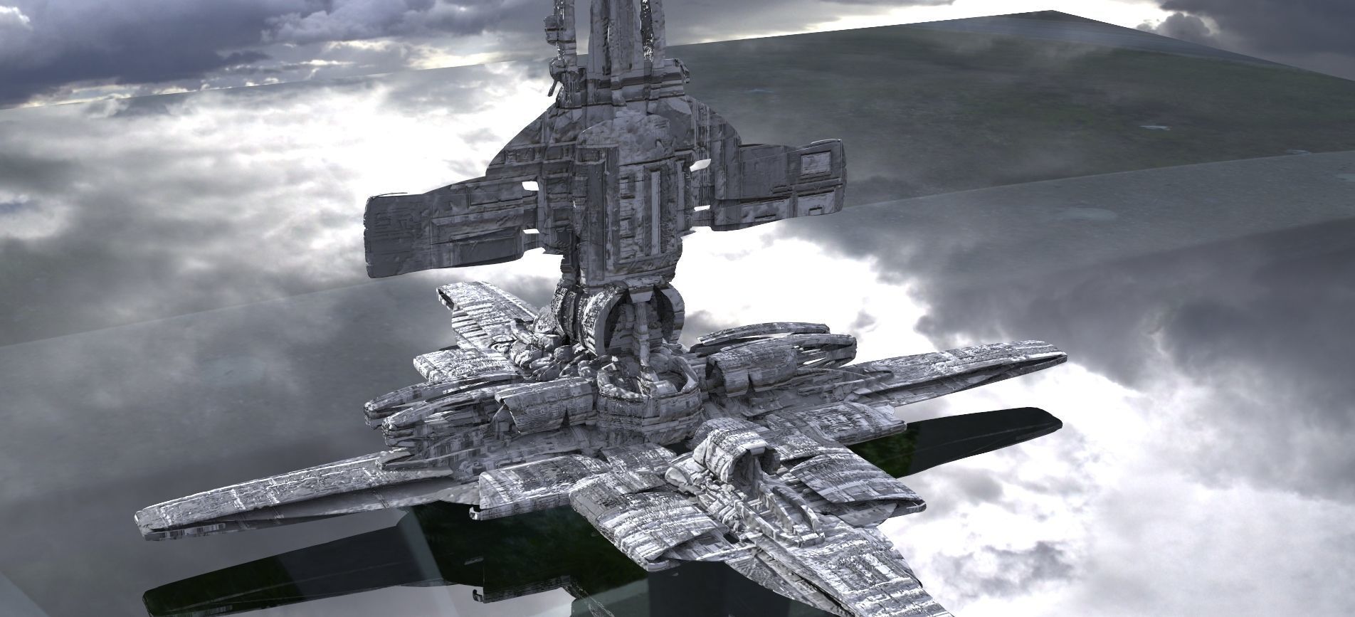 Alien Race Advanced City Kit bash 3D model_9