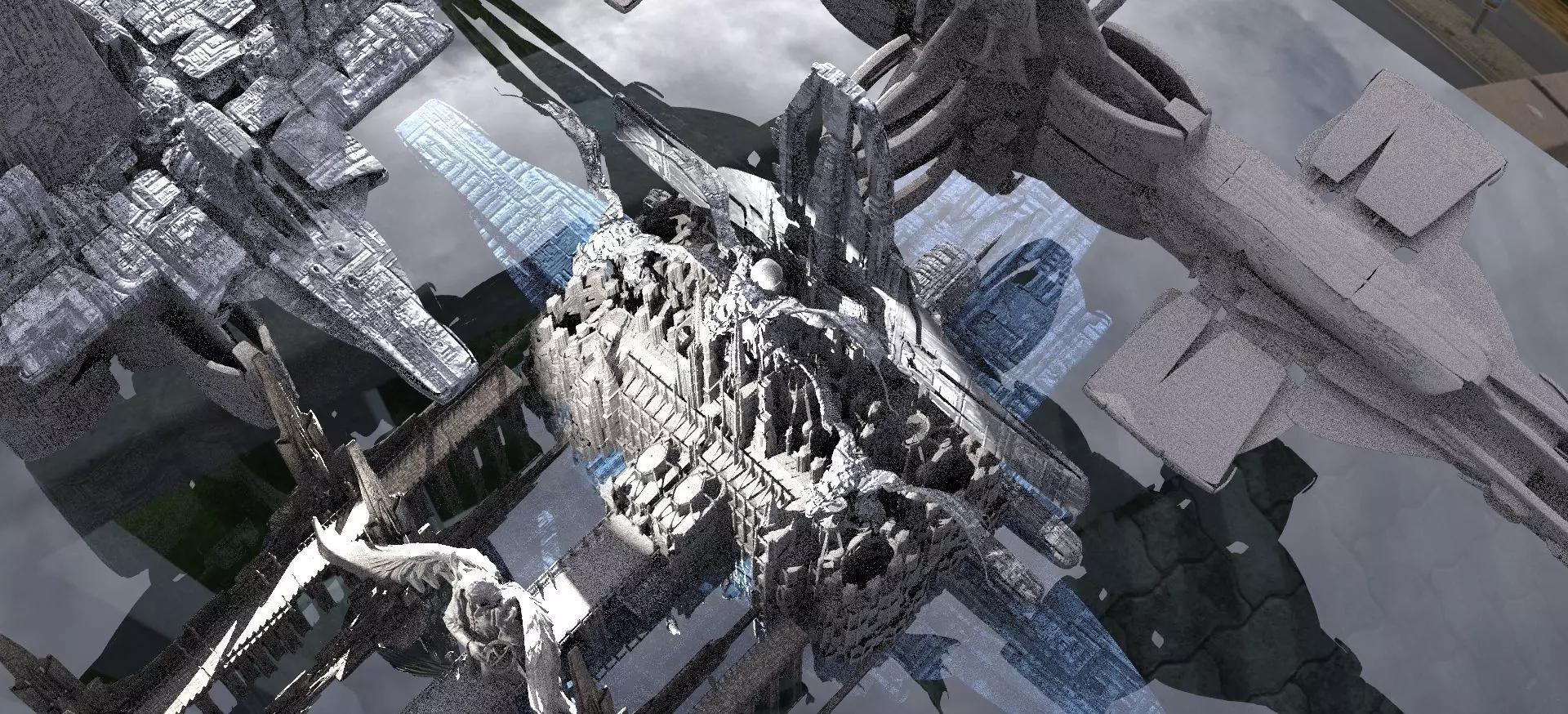 Alien Race Advanced City Kit bash 3D model_0