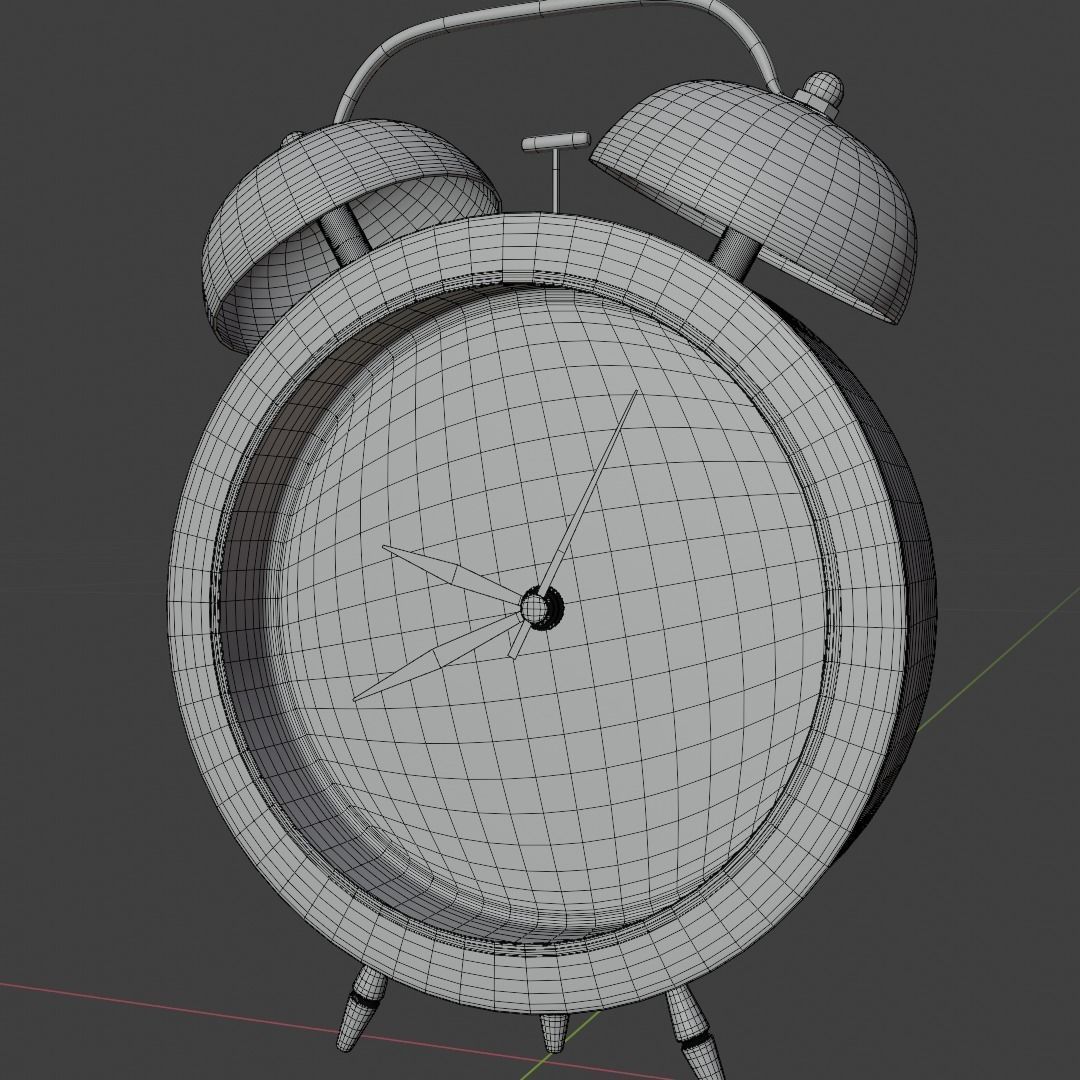 Analog Alarm Clock Low-poly 3D model_6