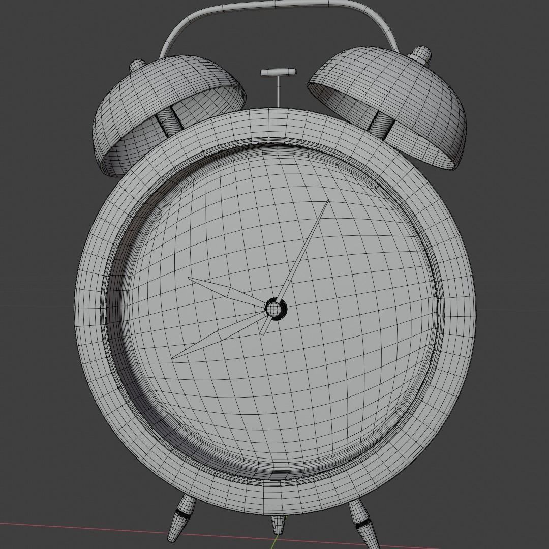 Analog Alarm Clock Low-poly 3D model_7