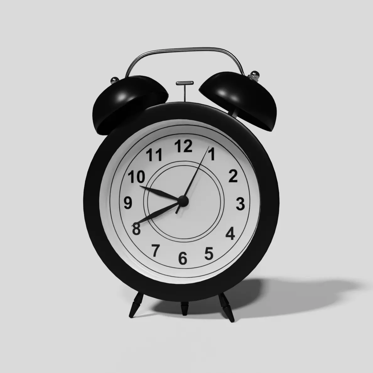 Analog Alarm Clock Low-poly 3D model_0