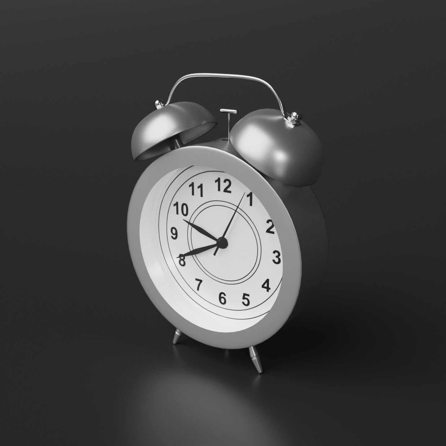 Analog Alarm Clock Low-poly 3D model_2
