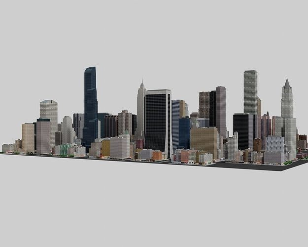 City Downtown Skyscraper Low-poly 3D model 7