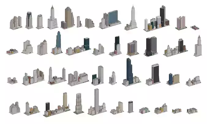 City Downtown Skyscraper Low-poly 3D model