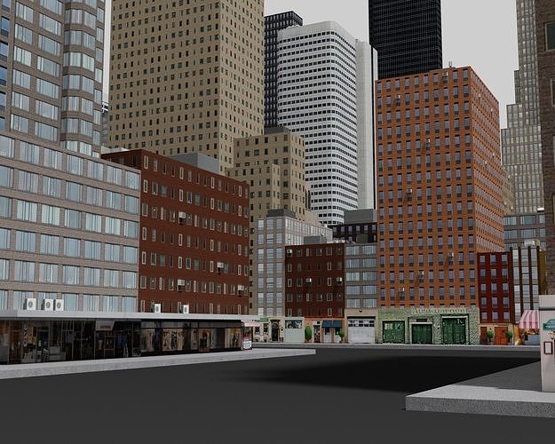City Downtown Skyscraper Low-poly 3D model 5
