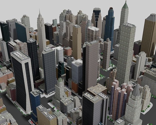 City Downtown Skyscraper Low-poly 3D model 6