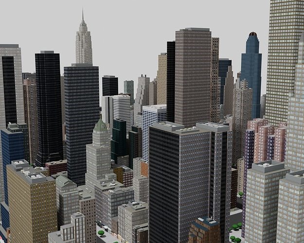 City Downtown Skyscraper Low-poly 3D model 4