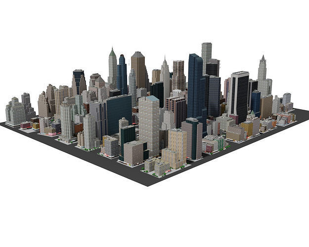 City Downtown Skyscraper Low-poly 3D model 3
